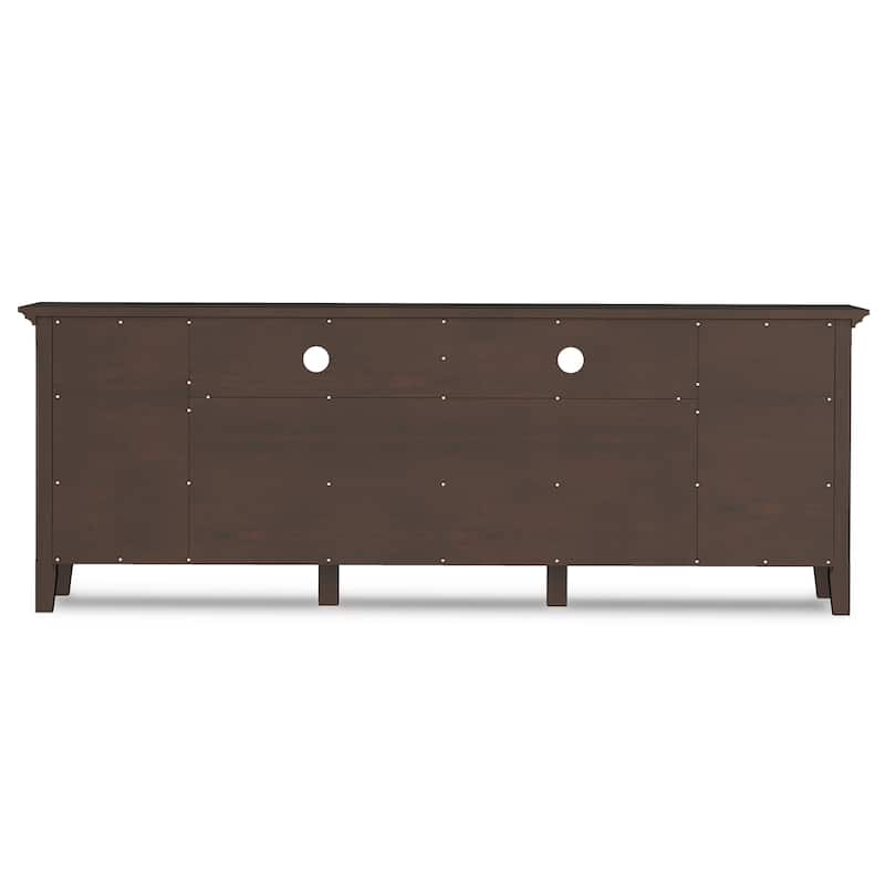 WYNDENHALL Normandy SOLID WOOD 72 inch Wide Transitional TV Media Stand in Brunette Brown For TVs up to 80 inches