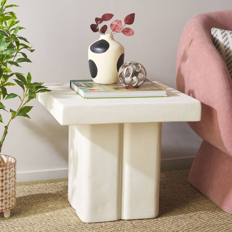 SAFAVIEH Oaklyn Square Pedestal Accent Table - 20"W x 20"D x 18"H - White