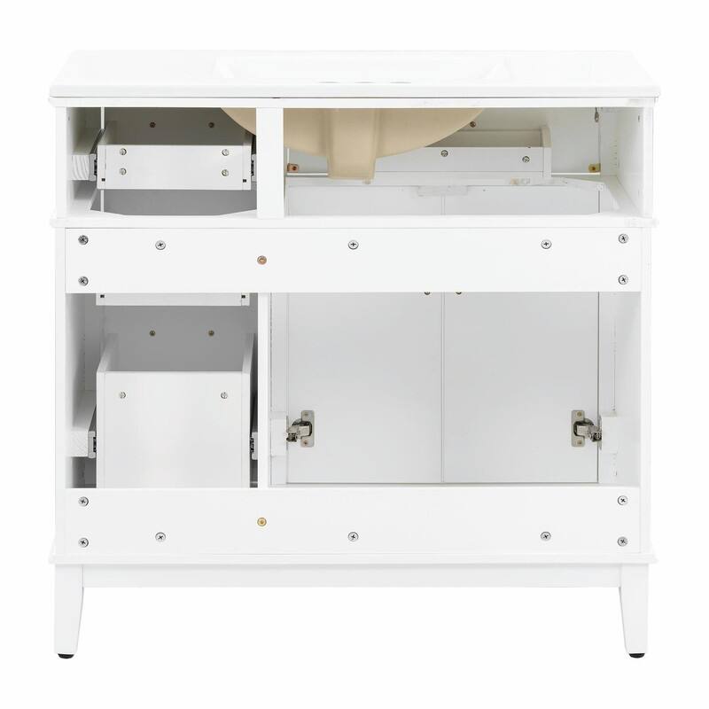 36" Modern Bathroom Vanity with Ceramic Sink, Soft-Close Door and 4 Storage Drawers