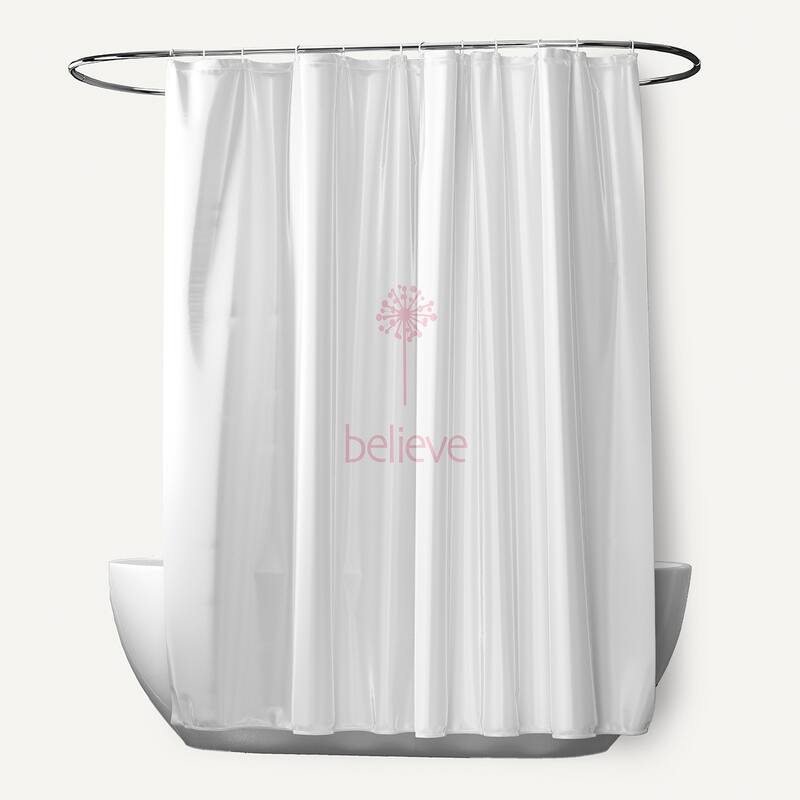 71 x 74-inch Make a Wish Word Print Shower Curtain - Pink