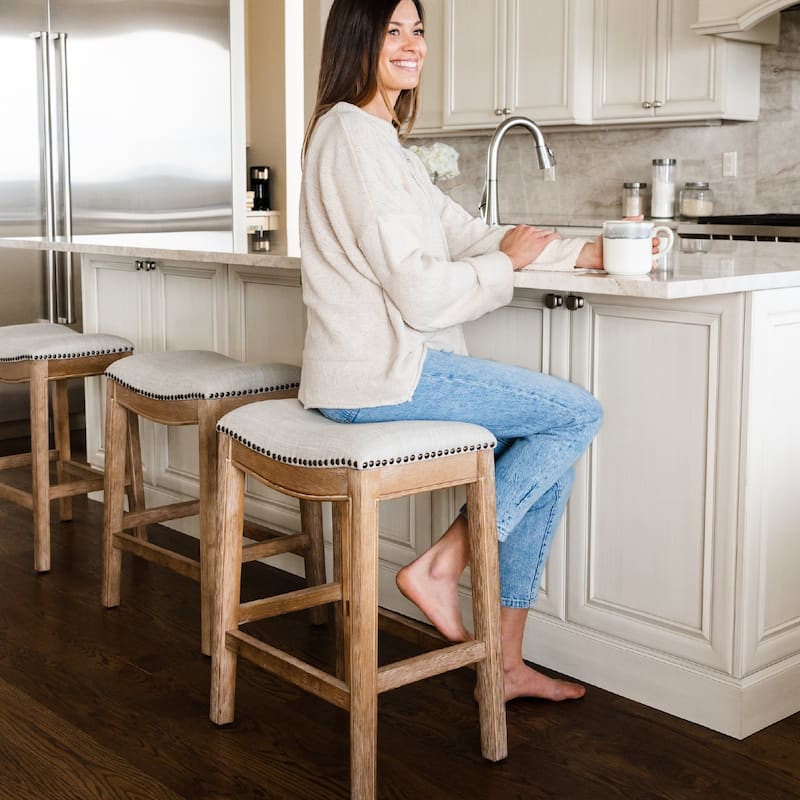 Maven Lane 26" Adrien Saddle Kitchen Counter Height Stool