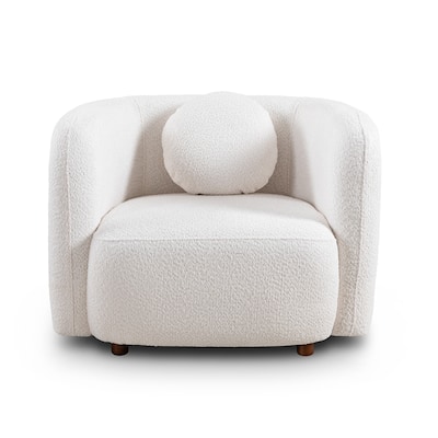 Accent Square Sofa Chair, Boucle Fabric Upholstered Single Cloud Couch Chair, Japandi Style Armchair