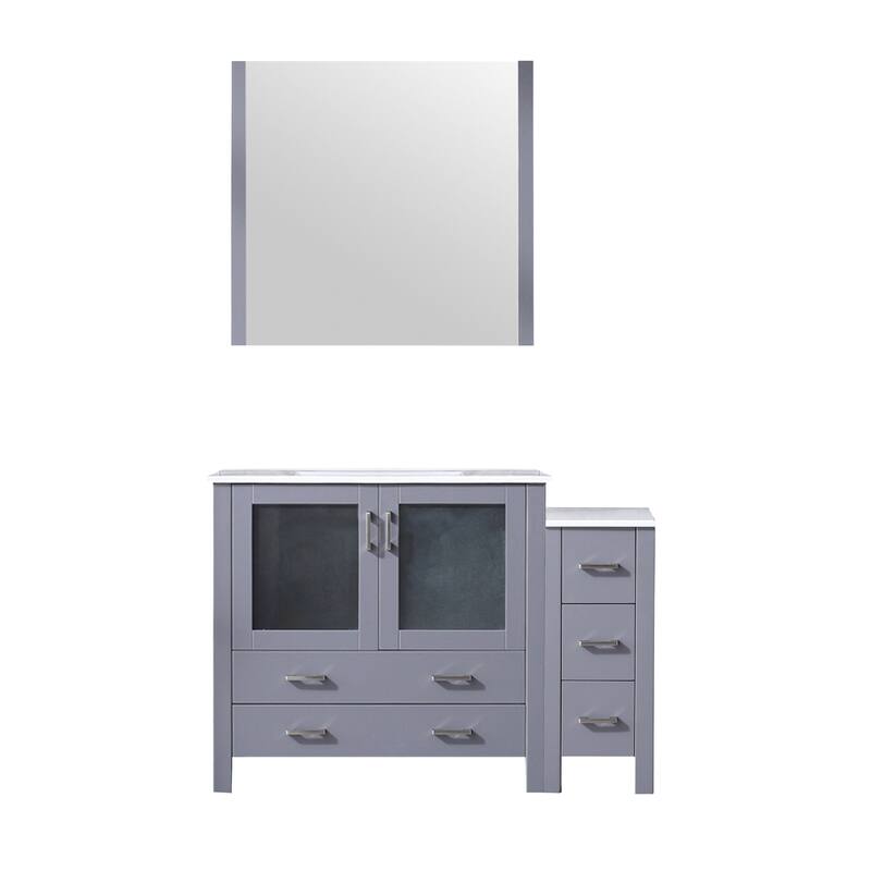 Volez Bath Vanity with Side Cabinet and Mirror - 48 - Dark Grey