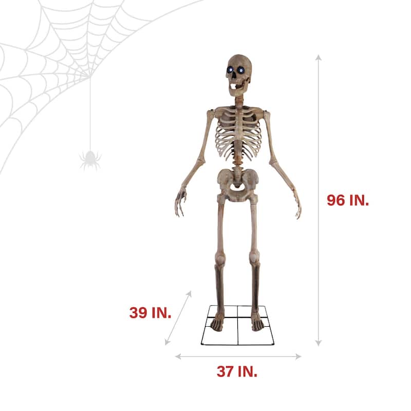 Haunted Hill Farm 8-Ft. Tall Bones McNeely the Towering Skeleton, Premium Talking Halloween Animatronic, Plug-In