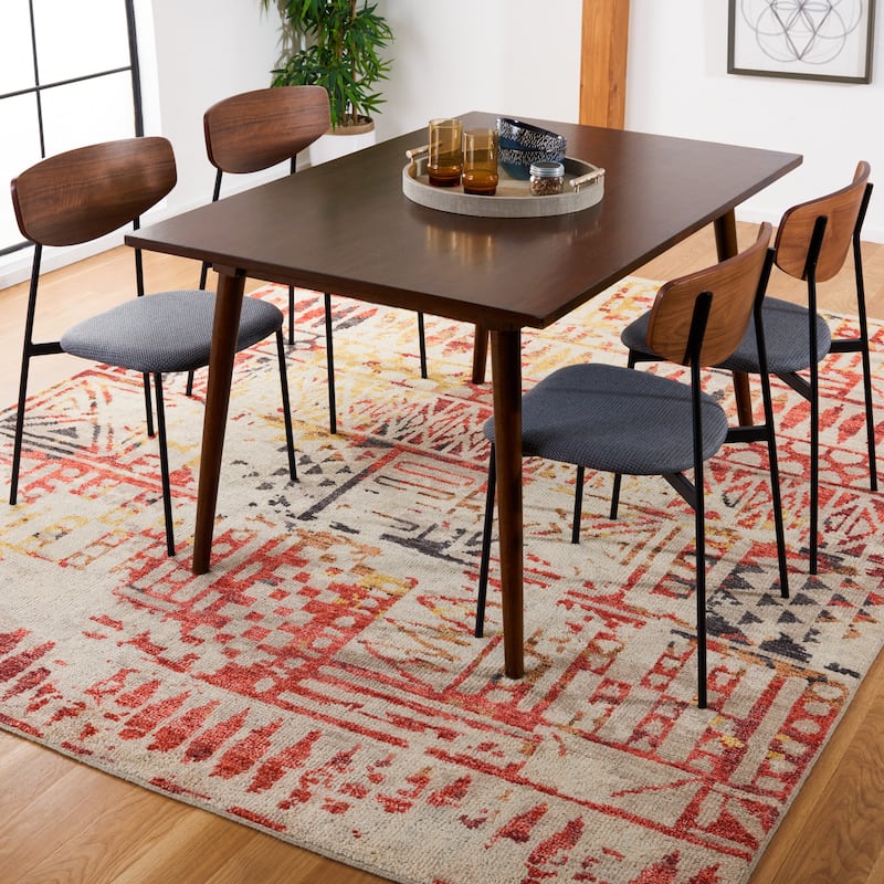 SAFAVIEH Hand-Knotted Samarkand Liviana Traditional Wool Rug - 10' x 14' - Red/Ivory