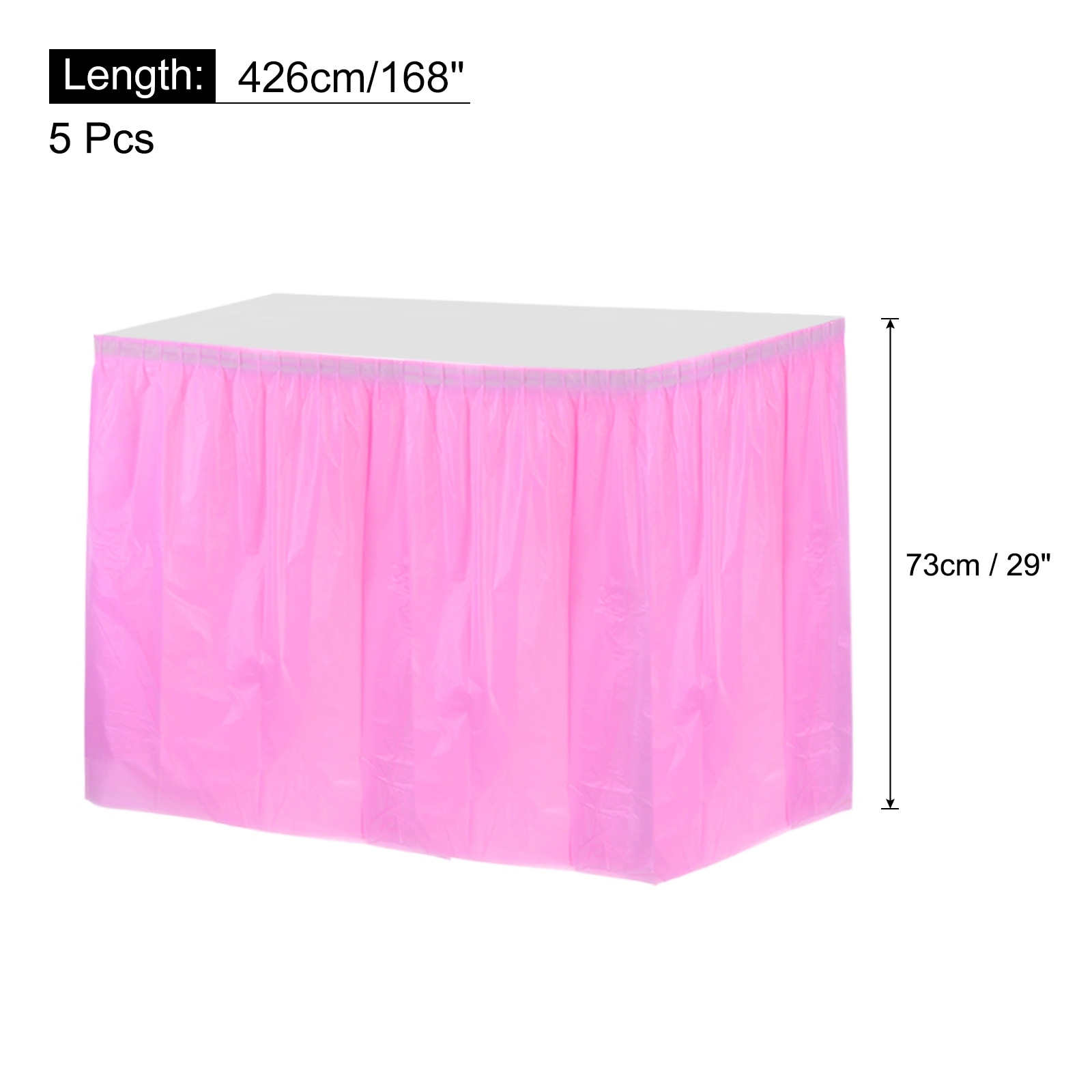 Plastic Table Skirts, Table Skirts for Rectangle Tables, Disposable Table Covers for Birthday Wedding Party - 29 in x 14 Ft