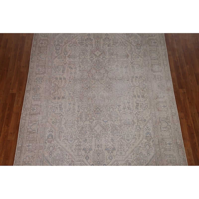Distressed Tabriz Persian Vintage Rug Handmade Oriental Wool Carpet - 6'3" x 9'6"