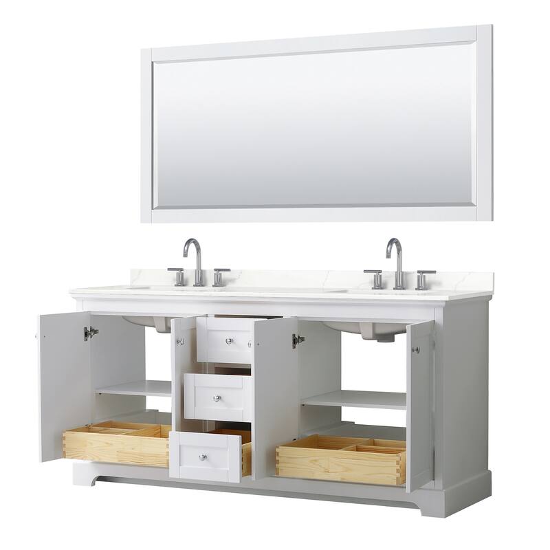 Avery 72-inch Double Vanity, Quartz Top, 70-inch Mirror