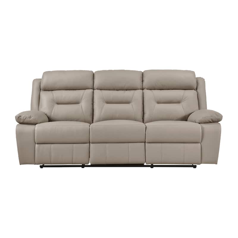 Papyrus Leather Match Manual Double Reclining Sofa