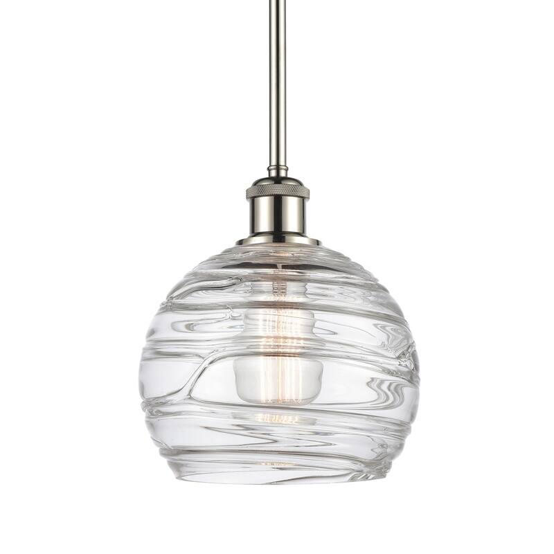 Innovations Lighting 516-1S-10-8 Athens Pendant Athens 8" Wide Mini - Clear Deco Swirl / Polished Nickel