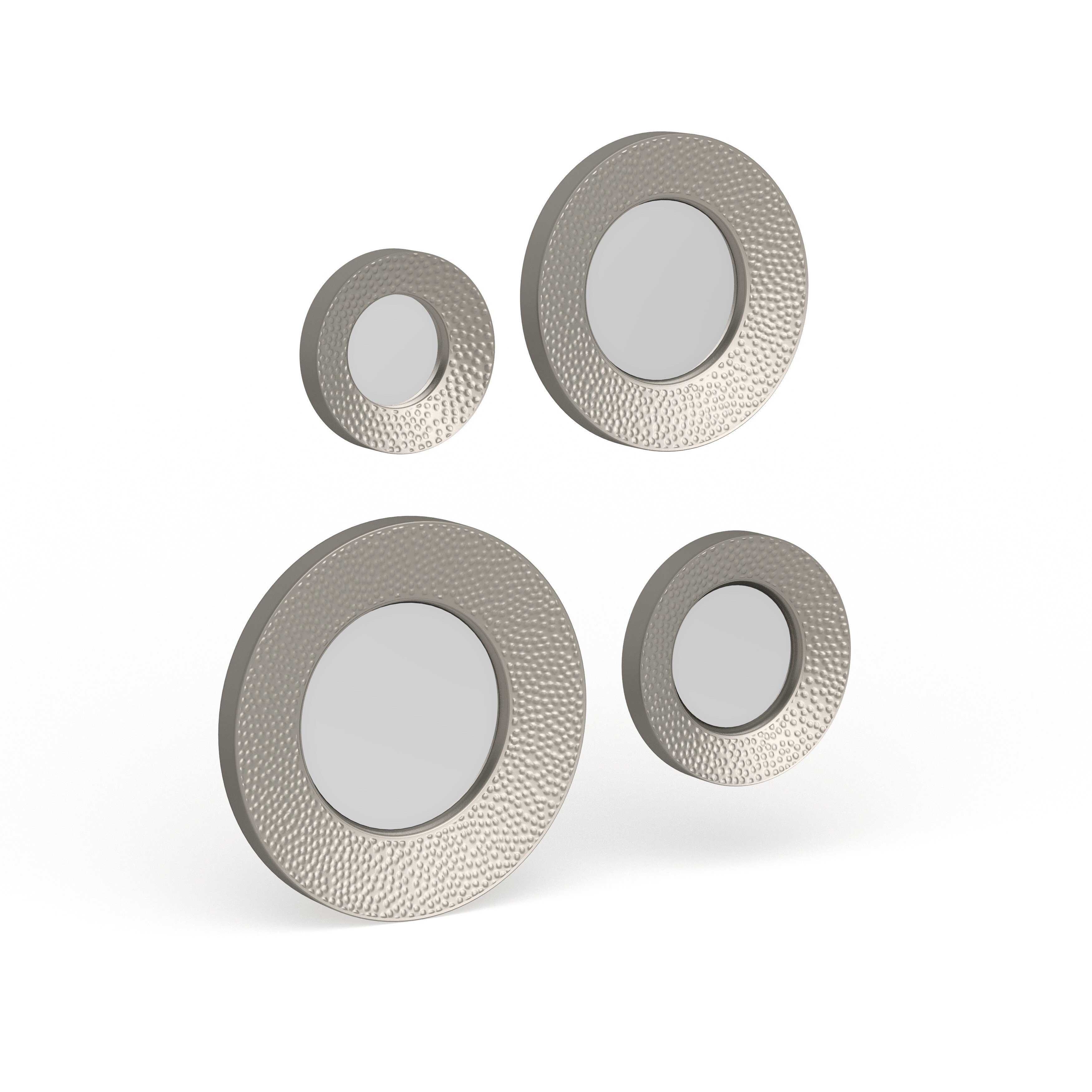 SEI Furniture Rehni Hammered Silver Sphere Wall Mirror Set