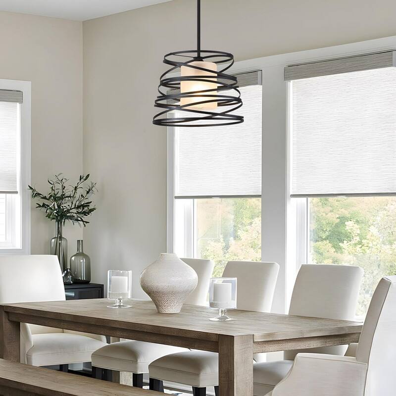 12 Inch hanging light metal cage pendant light glass, metal kitchen island light - N/A