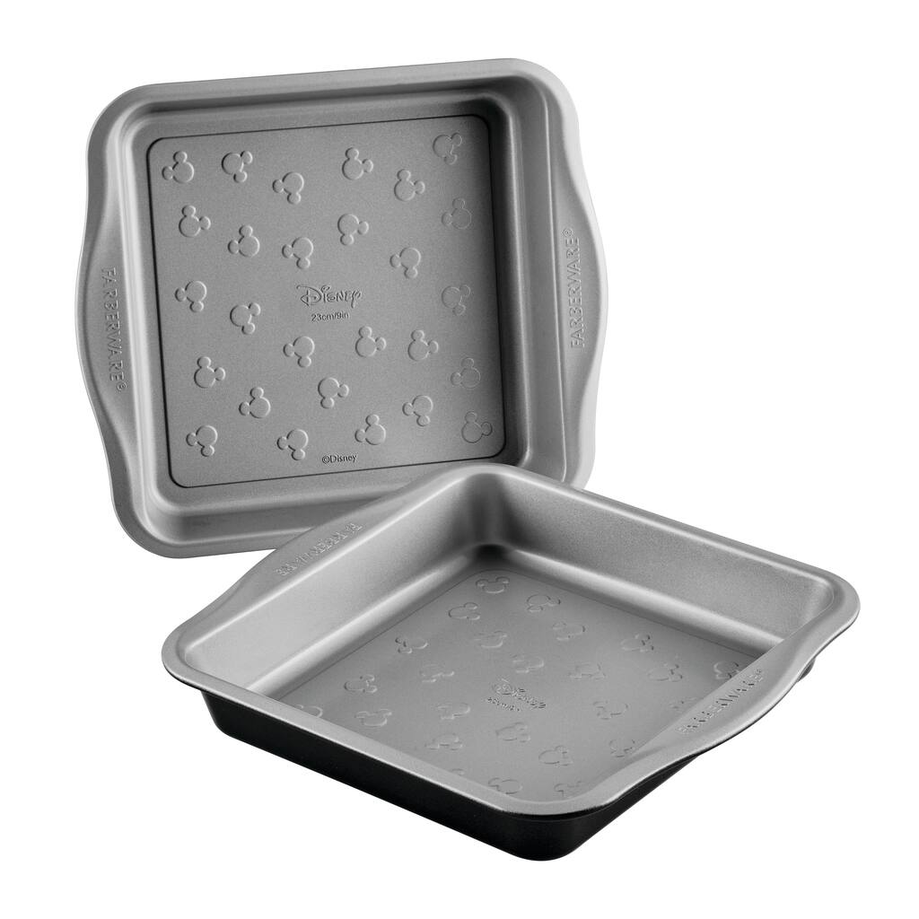 Farberware Disney Bake with Mickey Mouse Nonstick Square Cake Pan Set, Two 9-Inch Pans, Black
