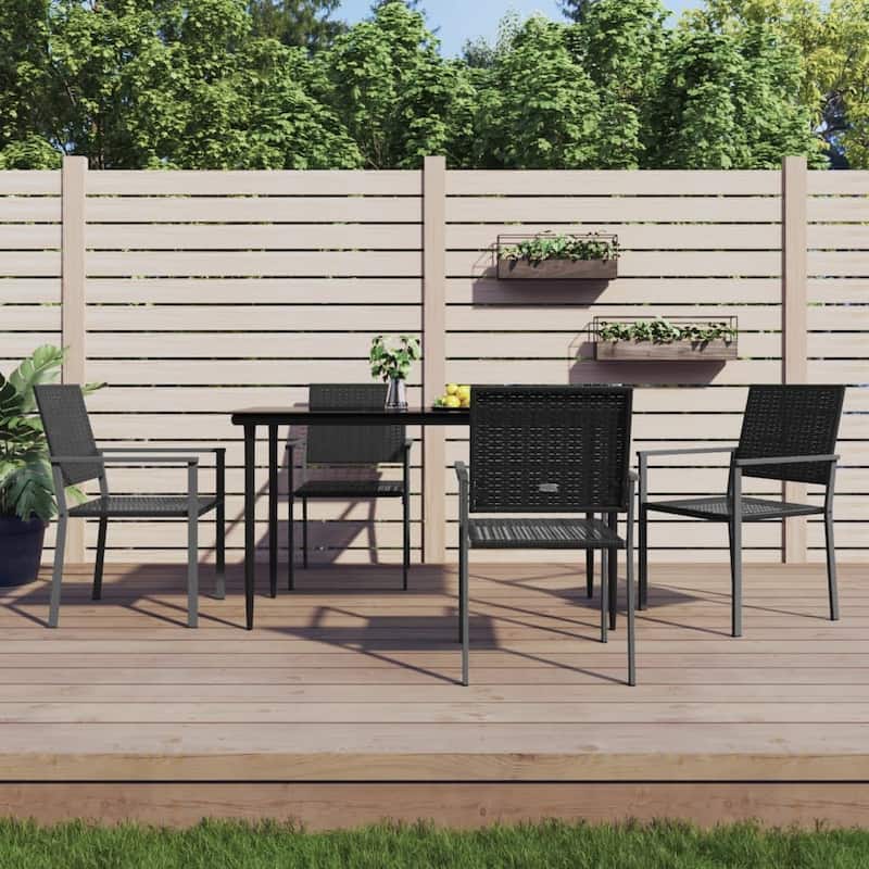 vidaXL 3/5/7/9 Piece Patio Dining Set with Cushions Poly Rattan and Steel