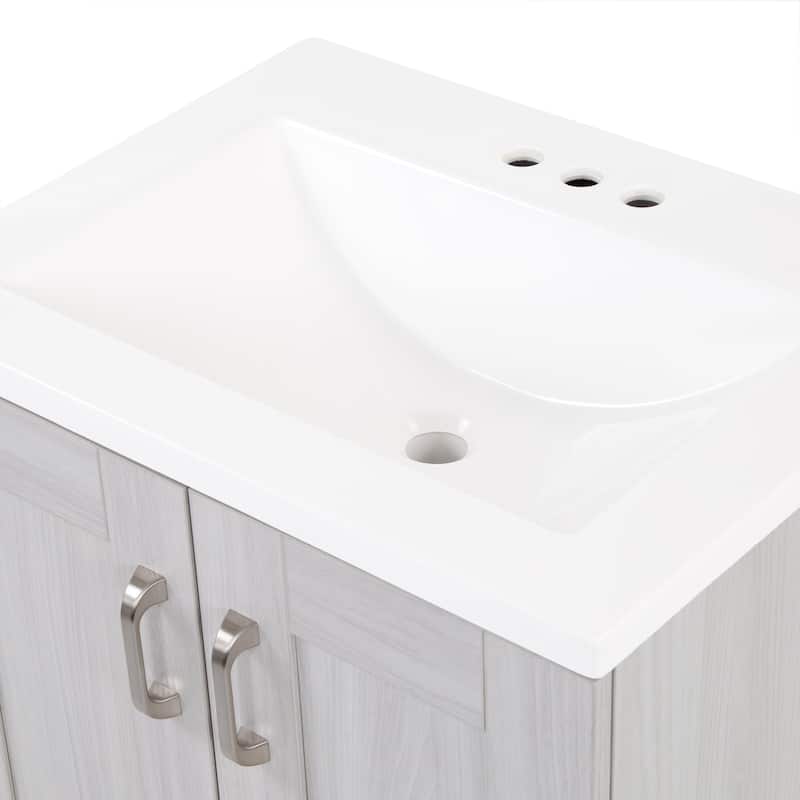 Spring Mill Cabinets Noelani 24" Bathroom Vanity With 2-Door Cabinet, Drawer, and White Sink Top