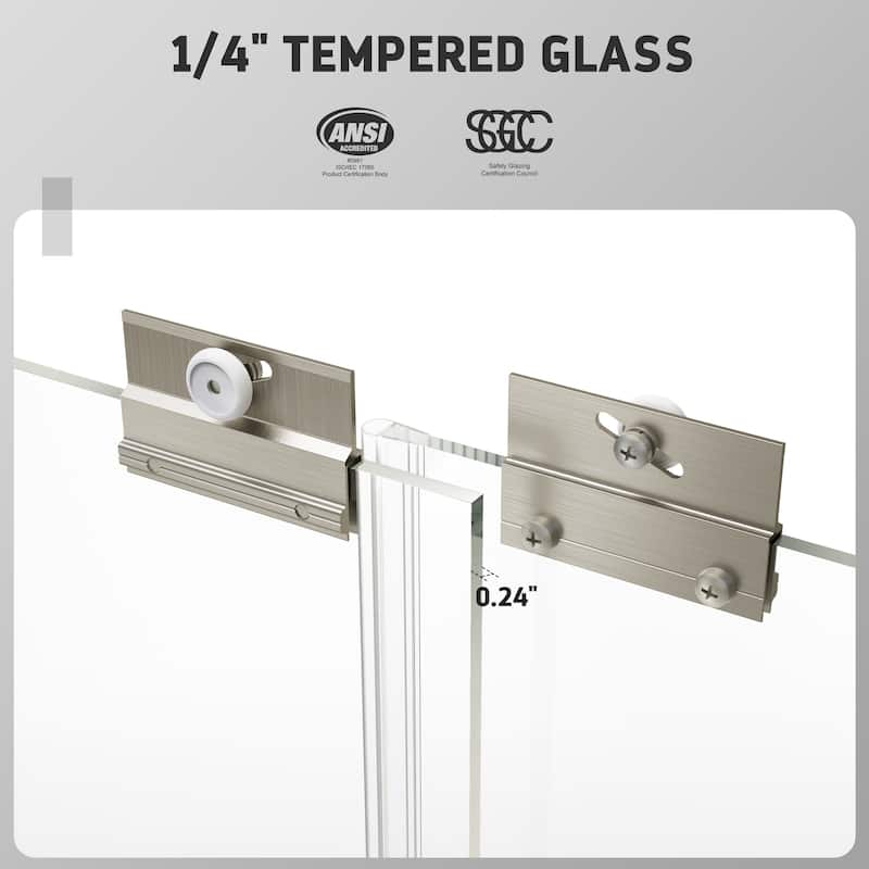 Matte Black Semi-Frameless Double-sliding Shower Door with Clear Glass - 60 in.Wx58 in.H
