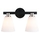 preview thumbnail 10 of 13, Vermont Matte Black and Satin Nickel Bathroom Vanity Lighting Fixture, Etched White Glass Shade, Dimmable, LED Compatible Wall