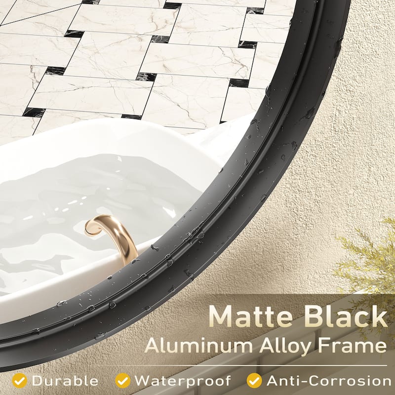 Round Tempered Glass and Metal Framed French Cleat Mounted Wall Bathroom / Vanity Mirror