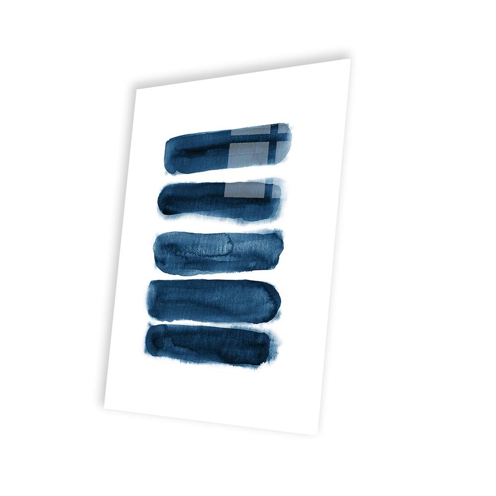 Watercolor Brush Strokes Navy Blue Print On Acrylic Glass by Nouveau