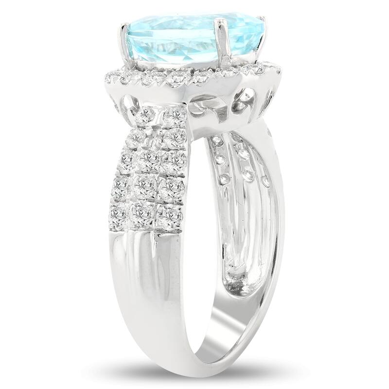 Auriya Platinum 3 1/3ct Oval-Cut Paraiba Tourmaline and 1ct TDW Diamond Halo Engagement Ring