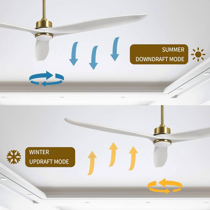72" 3-Blade Solid Wood Ceiling Fan with LED Light and Remote Control