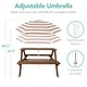 preview thumbnail 5 of 8, Kids Wooden Outdoor Picnic Table w/ Adjustable Umbrella, Built-In Seat