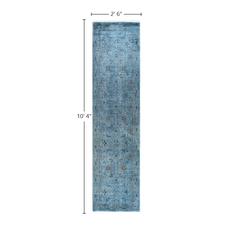 Fine Vibrance One-of-a-Kind Hand-Knotted Runner Rug - Gray, 2' 6" x 10' 4" - 2' 6" x 10' 4"