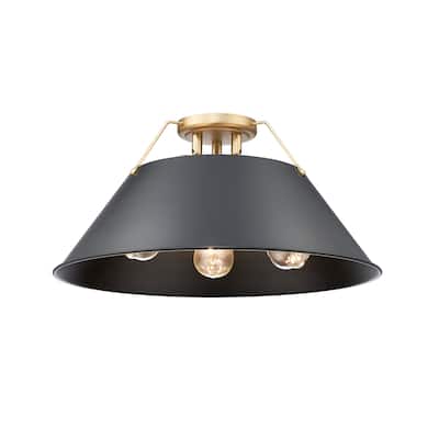 Orwell 3-Light Flush Mount in Brushed Champagne Bronze with Matte Black - Gold