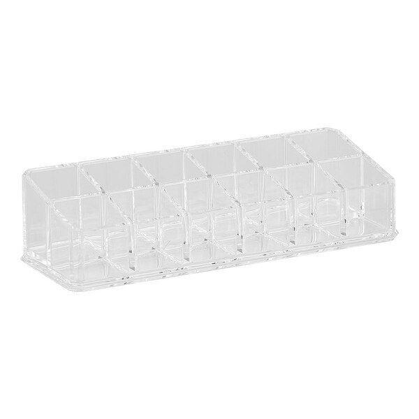12 Grid Clear Acrylic Makeup Organizer Cosmetic Brush Holder with Compartments - 6.7"x2.4"x1.7"