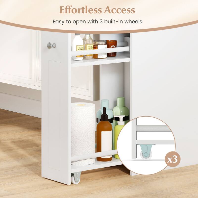 Gymax Small Bathroom Storage Cabinet 4-Tier Narrow Toilet Side Storage