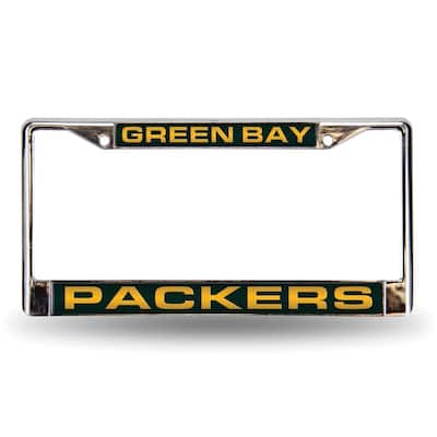 NFL Green Bay Packers Green Laser Chrome Acrylic License Plate Wall Frame