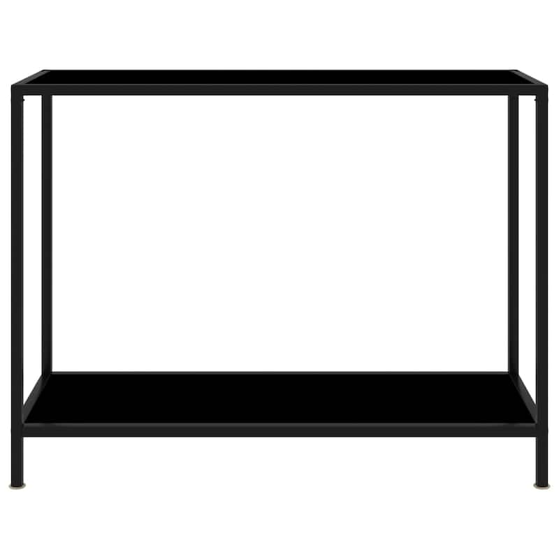 vidaXL Console Table Black 39.4"x13.8"x29.5" Tempered Glass - 39.4" x 13.8" x 29.5"