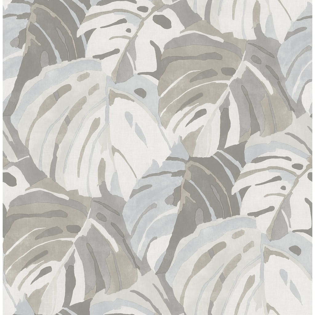 A-Street Prints Samara Stone Monstera Leaf Wallpaper