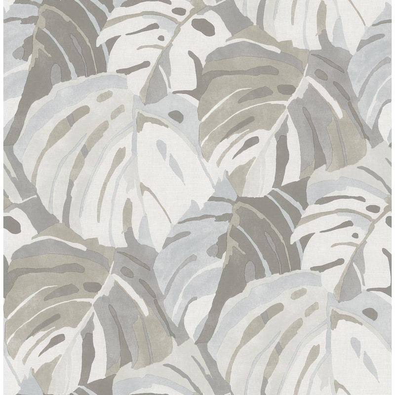 A-Street Prints Samara Stone Monstera Leaf Wallpaper