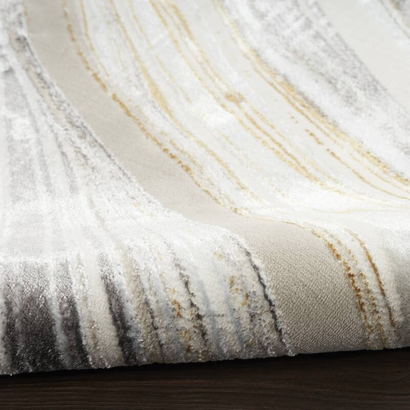 Power Loomed Abstract Modern Non Skid Stain Resistant Area Rug - 118' X '94' X '0.39