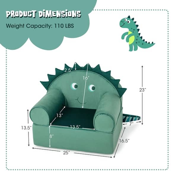 Costway Kids Sofa Foam Filled Armchair Dinosaur Cuddly Toddler Couch - See Details