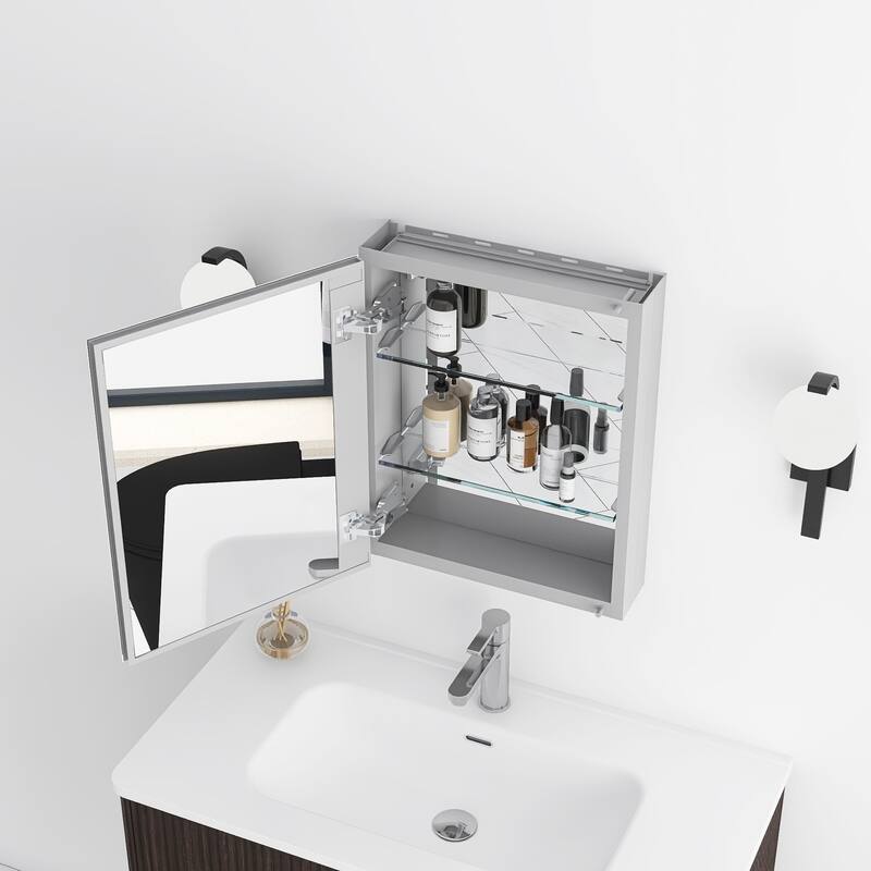Rectangular Aluminum Medicine Cabinet with Mirror