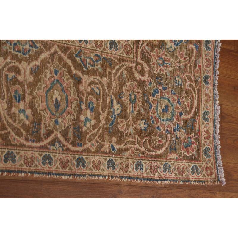 Traditional Pink Mashad Persian Vintage Rug Hand-Knotted Wool Carpet - 8'10"x 12'5"