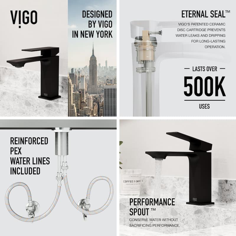Vigo VG01054 Dunn 1.2 GPM 11" H Single Handle Single Hole Bathroom