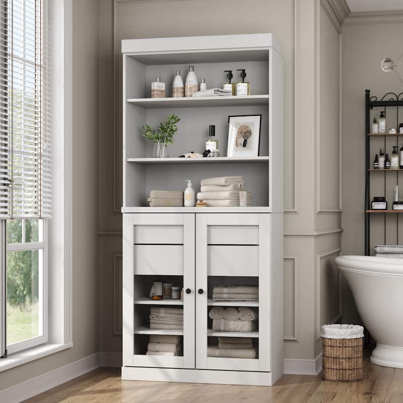 100% Solid Wood 32" Bathroom Cabinet with Optional Doors, 2-Drawers by Palace Imports