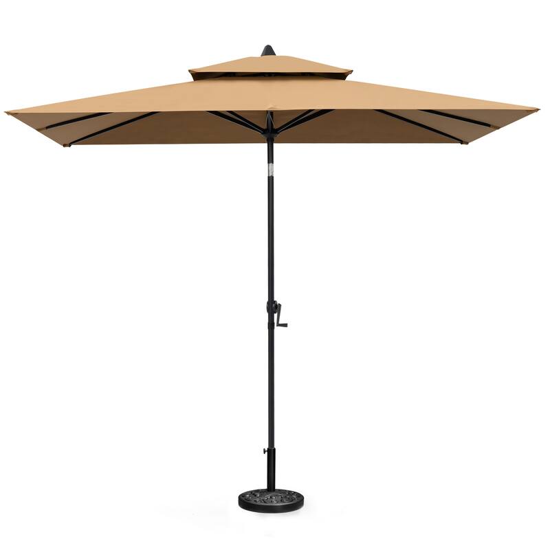 10 x 6.5 Ft Double Top Market Patio Umbrella with Base