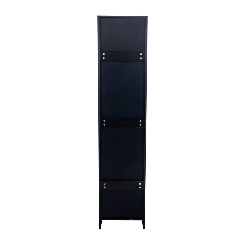 Roomfitters Stackable Wall Mounted Storage Cabinet, Tall Modern Organizer with Adjustable Shelves for Home or Office, Black