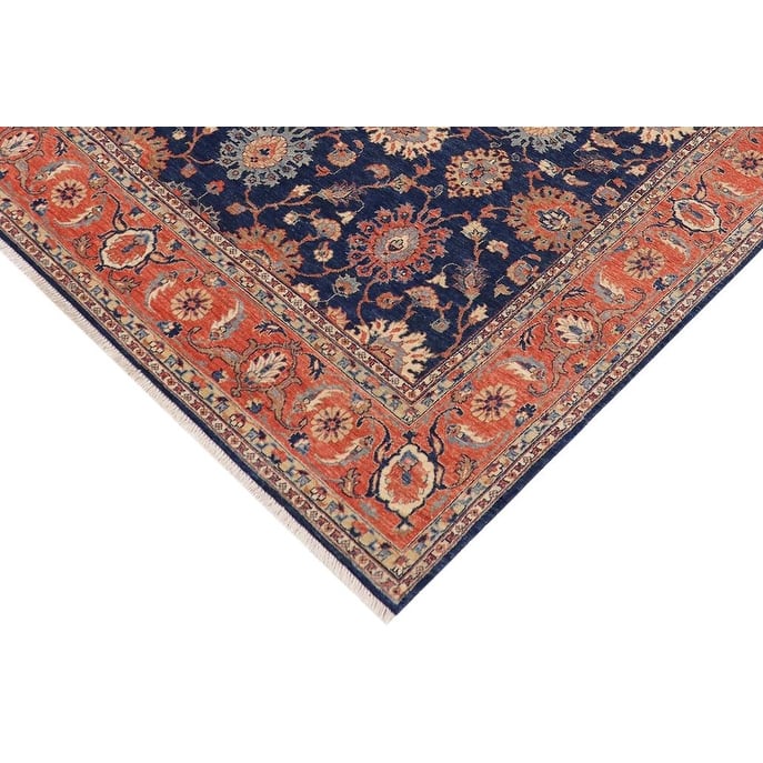Oriental Ziegler Leone Blue Rust Hand-knotted Wool Rug - 7'8" x 10'3"