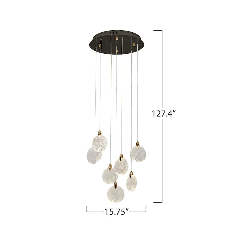 Artcraft Snowflake Chandelier - Matte Black with Satin Brass Accent
