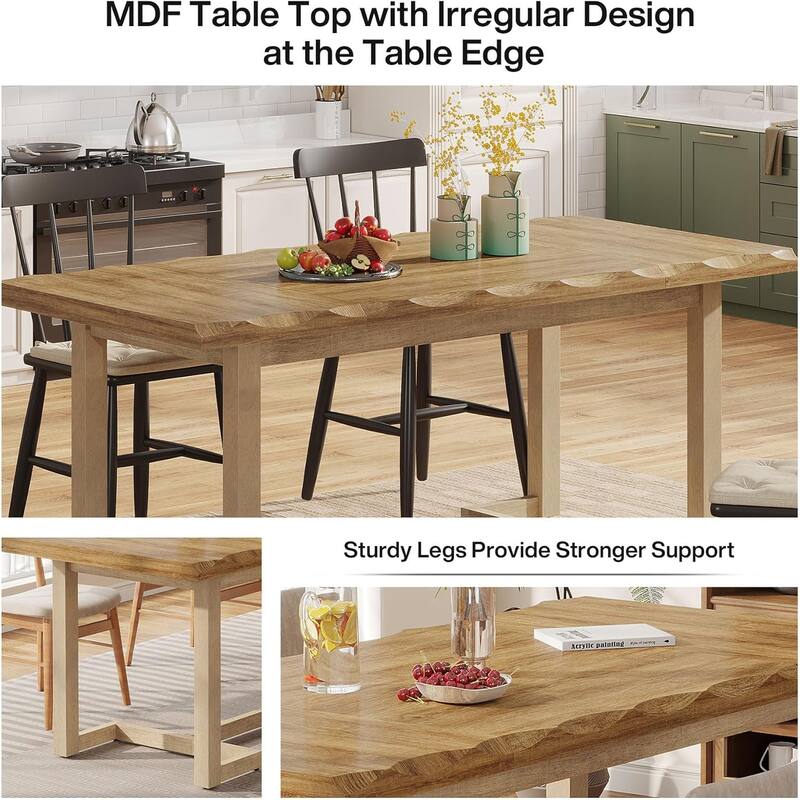 63" Rectangular Wood Dining Table, Kitchen Table for Dining/Living Room
