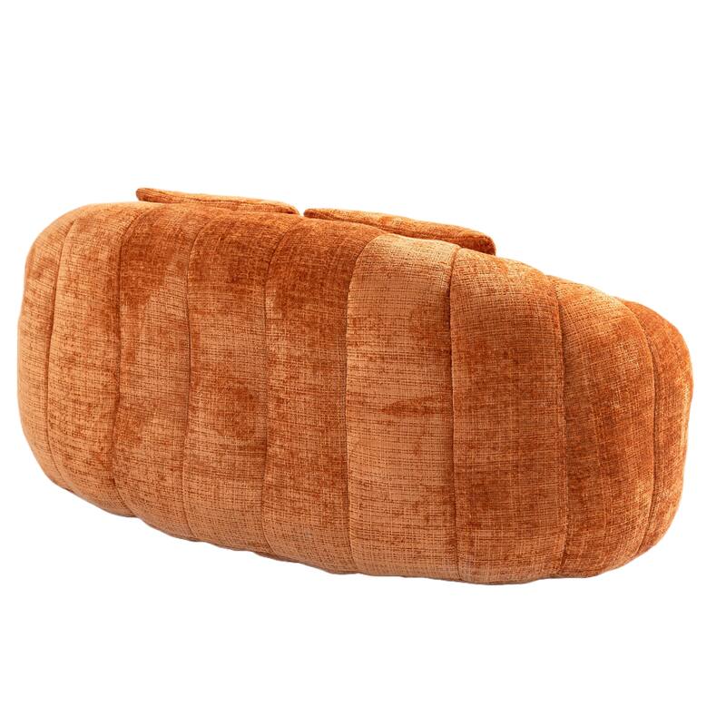 Chenille Giant Bean Bag Chair, High-Density Foam Lazy Sofa Chair, Round Bean Bag Sofa with 2 Pillows & Curved Armrests