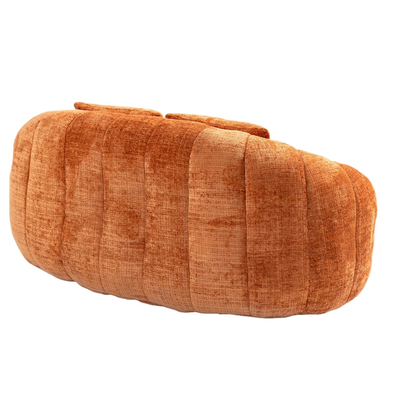 Orange 59.05" Chenille High Back Loveseat Chaise Lounge Chair