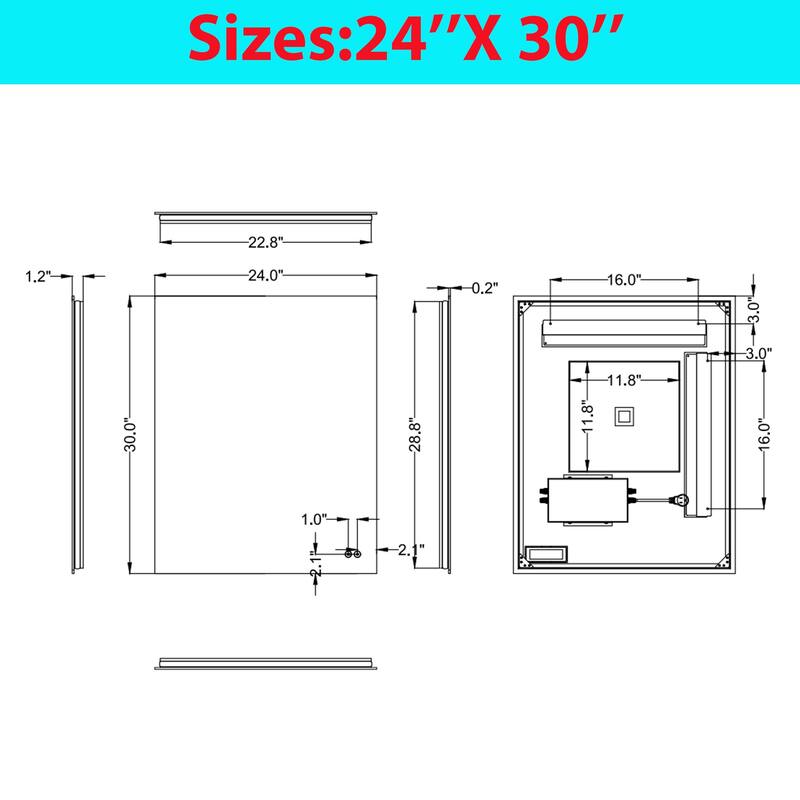 CB HOME LED Bathroom Mirror, Lighted Wall Mounted Vanity Mirror, Anti-fog, Backlit, Dimmable, Frameless, Horizontally/Vertically