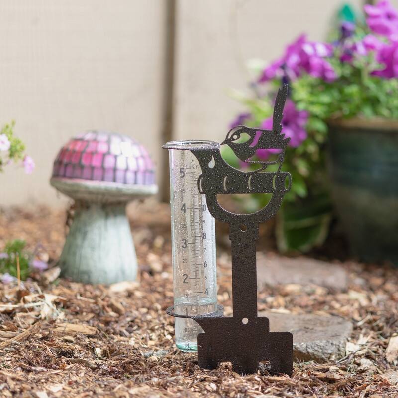 La Crosse Bird/Shovel Metal Rain Gauge with 5" Glass Tube