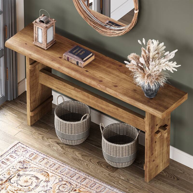 63-Inch Long Solid Wood Console Table for Entryway, Foyer, Hallway, Living Room